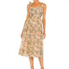 ULLA JOHNSON Beige Print Minerva Midi Dress sz 0