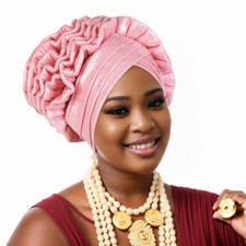 Nigerian African Women Pleated Turban Cap Bonnet Wedding Gele Headtie Headwear