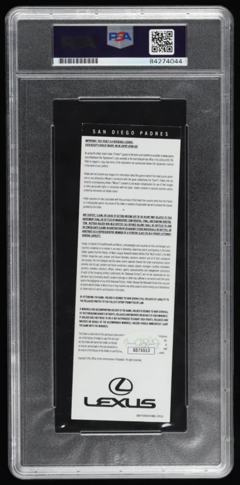 Fernando Tatis Jr. Signed 2019 Padres MLB Debut Ticket Inscribed "MLB Debut" (PS - Image 2 of 2