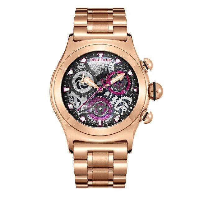 Reef Tiger Men Chronograph Watch Quartz Wristwatch Bubble Reef Tiger Men Chronograph Watch Quartz Wristwatch Bubble