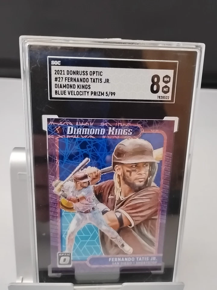2021 Donruss Optic Blue Velocity #27 Fernando Tatis Jr. 5/99 SGC 8 - Image 2 of 4