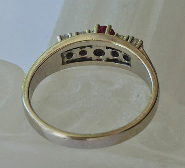 Brilliant ring ring with ruby diamond in 14kt 585… - image 9