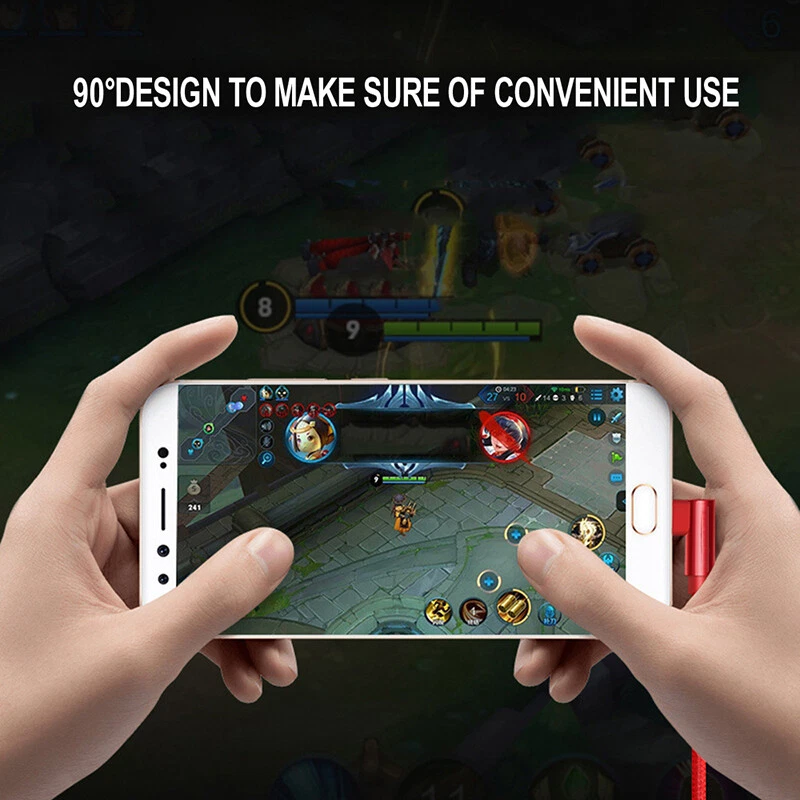 Type C 90 Degree Braided USB C Fast Charging Cable Data Sync For Samsung Huawei - Image 3 of 4