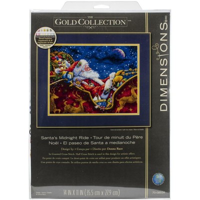 Dimensions Gold Collection 'Santa's Midnight Ride' Cross Stitch Kit - 18 Count Navy Aida - View #13