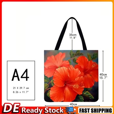 Flowers Printed Shoulder Shopping Bag Casual Large Tote Handbag (40*40cm)
