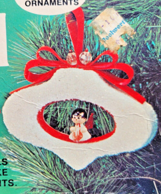 Fibre-Craft FROSTED ORNAMENTS Angels Sequin Bead Vtg Christmas Ornament Kit