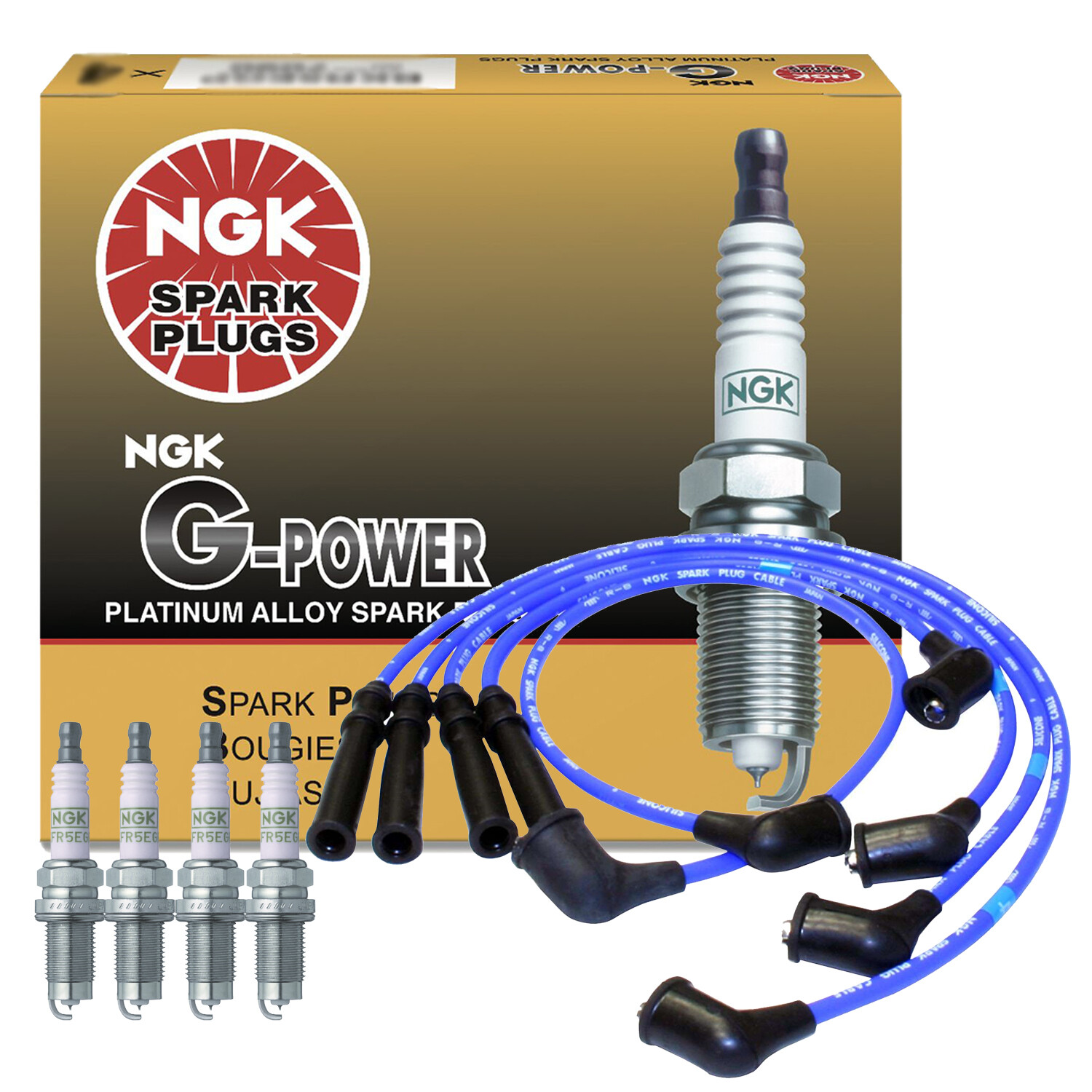 NGK Wire  4 G-Power Platinum Spark Plugs Kit For Nissan 240SX 2.4 L4