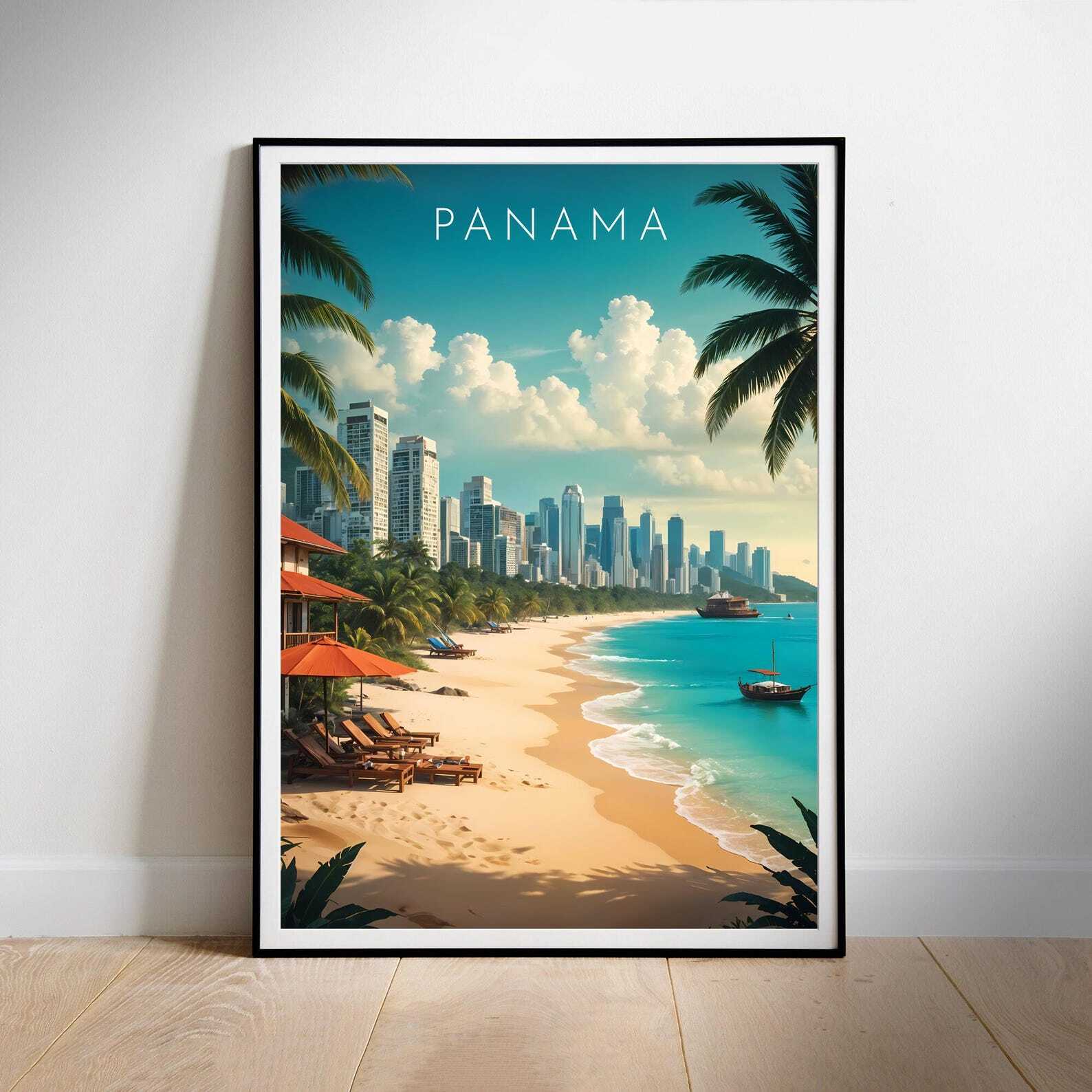 Panama Travel Poster Printable Wall Art Instant Hanging Decor New Home Gift