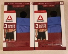 Reebok Men's SMALL Tech Comfort 6 PAIRS Sport Soft Boxer Briefs 6" Inseam 42825
