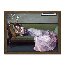 Lavery The Green Sofa Woman Lying Painting Large Framed Art Print
