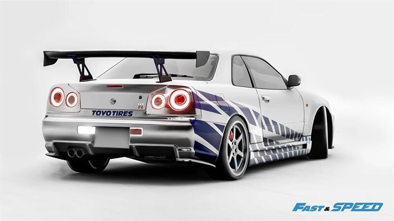 Fast Speed Modellino Auto Nissan GTR Skyline R34 Scala 1:64, Metallo Pressofuso Rosa JDM