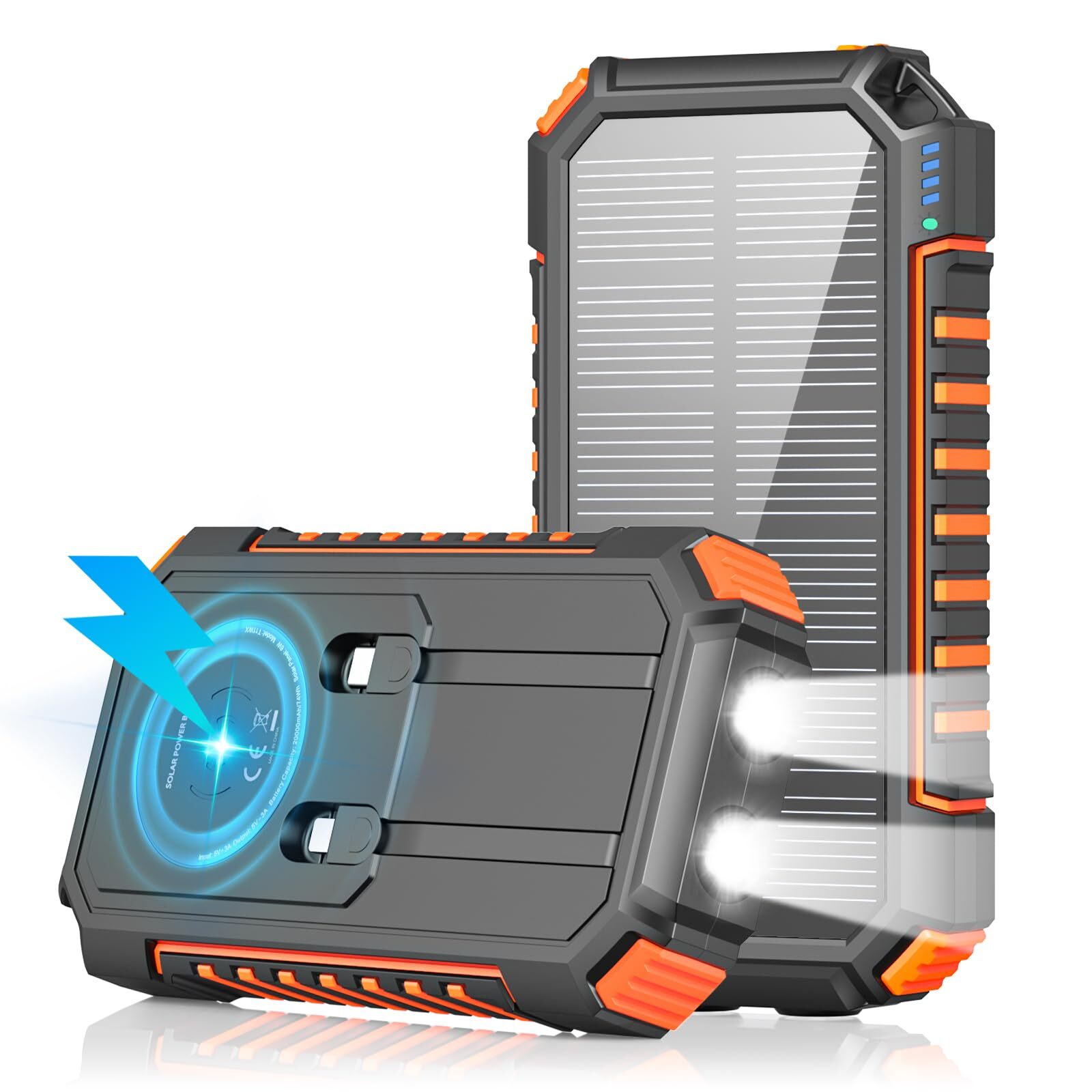 Solar Power Bank, 27000mah Wireless Battery Bank, 22.5W Fast Charging Portabl...