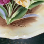 Hand Painted Plate Roses Gold Gild Wall Hanging Yellow Vintage Signed T Kita — photo 2