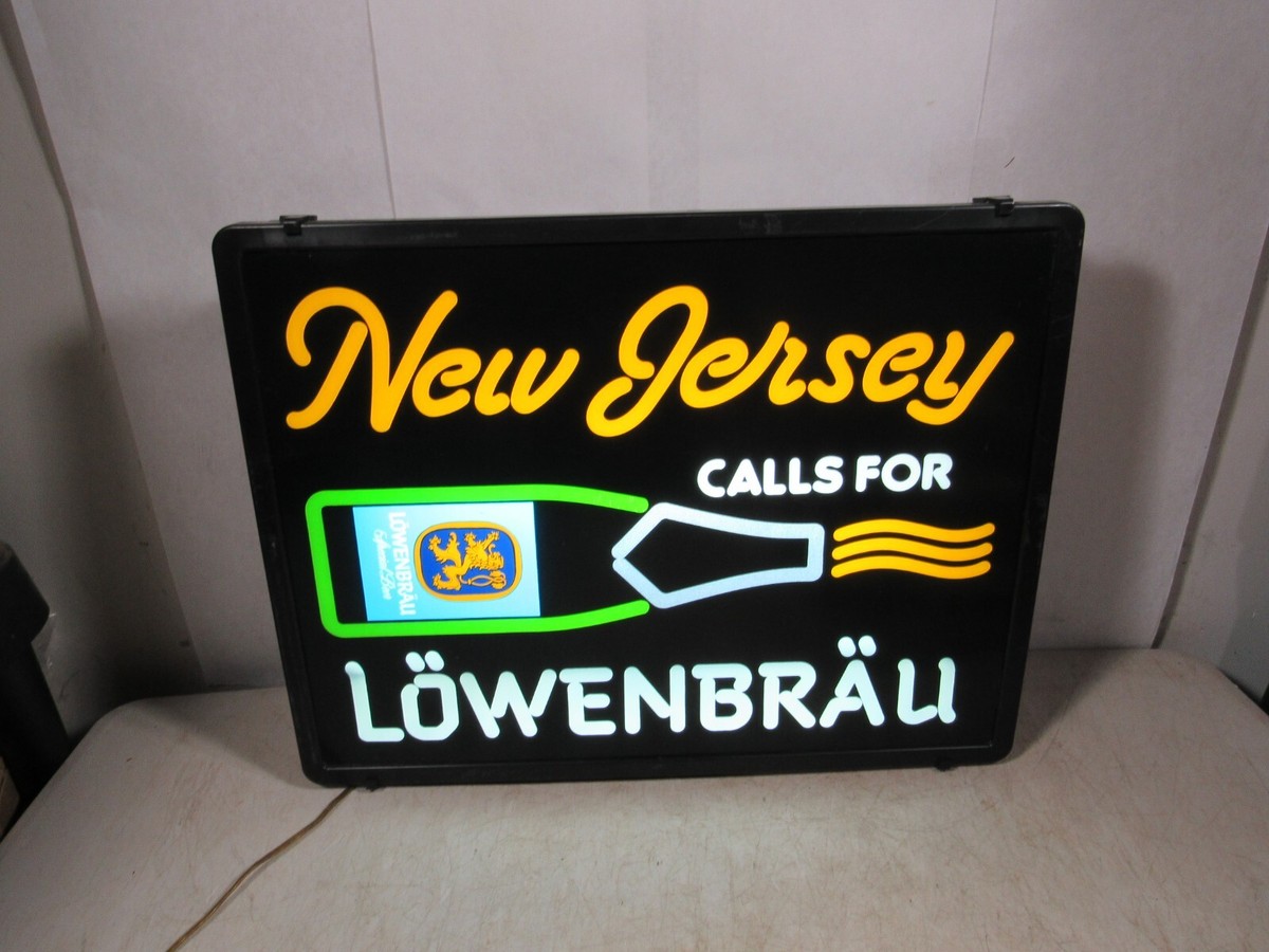 Vintage 1985 New Jersey Calls For Lowenbrau Beer Lighted Sign