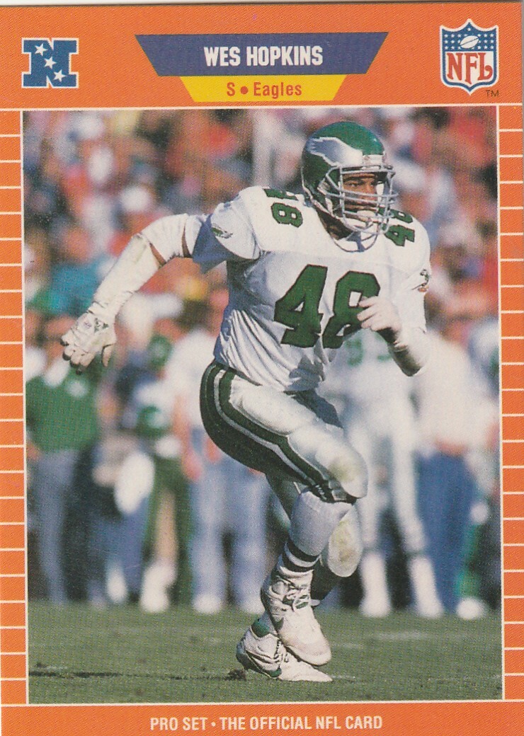 FREE SHIPPING-MINT-1989 Pro Set Wes Hopkins #317 EAGLES PLUS BONUS CARDS