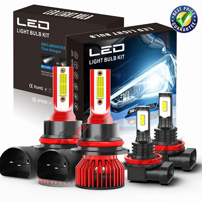 For Chevy Cobalt 2005 2010 LED Headlight Hi/Lo + Fog Light Bulbs Kit Combo 6000k