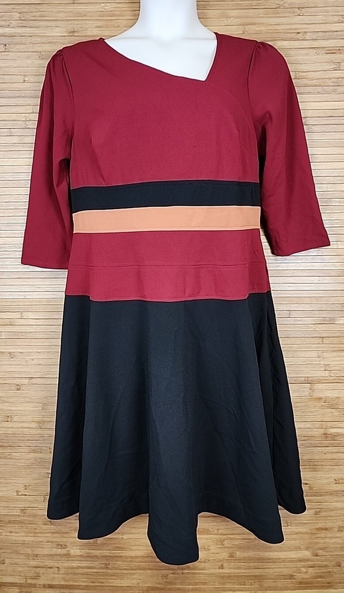 knee length dresses for ladies Joseph Ribkoff Black/Vanilla Color-Block A-Line Dress Style 232264