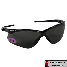 KLEENGUARD NEMESIS RX READERS SMOKE LENS SAFETY GLASSES SUNGLASSES WITH DIOPTERS