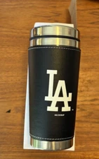 LA Dodgers 16 oz Black Leather Insulated Metal Sip Tumbler, Boelter Brands, New!