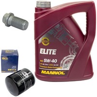MotoröL Set 5W40 5 Liter + ÖLfilter SM 113 + Schraube FüR Fiat Ducato Kasten 2.0