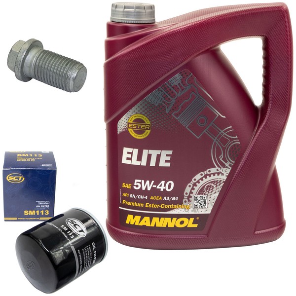 MotoröL Set 5W40 5 Liter + ÖLfilter SM 113 + Schraube FüR Fiat Ducato Kasten 2.0-image