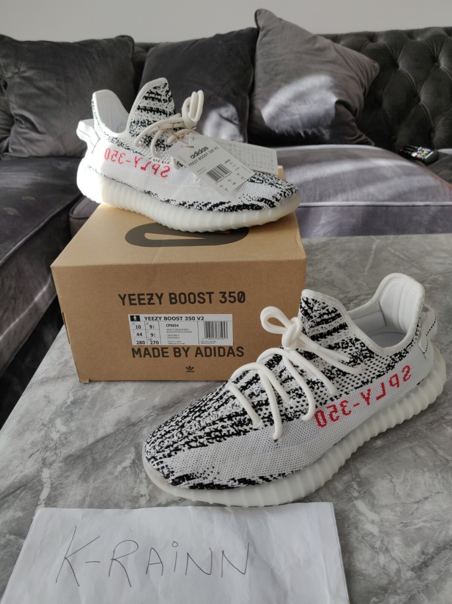 Size UK 9.5 - adidas Yeezy Boost 350 V2 Zebra WHITE BLACK RED 