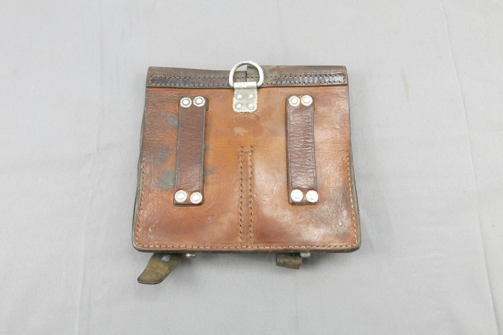 Old Post Shell Pouch Post-war Austrian Army Issue 2 Pocket Leather Ammo Pouch STOLLA WIEN ...