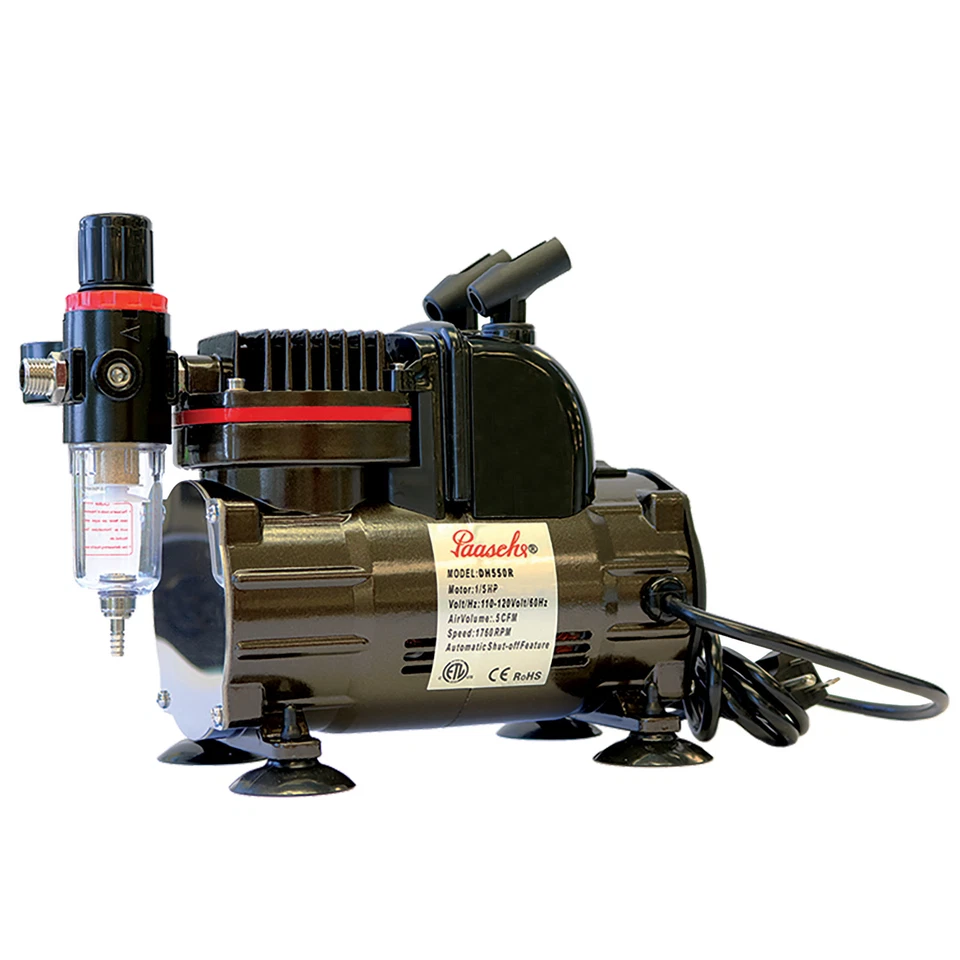 PAASCHE AIRBRUSH Paasche 1/5 HP Airbrush Compressor w/ Regulator, Airbrush Holders & Adapter