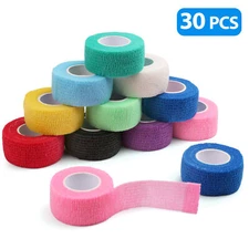 30 Roll 1" Self-Adhesive Cohesive Bandage Stretch Wrap First Aid Elastic Tape
