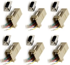 6 Pack DB9 Male to RJ12/RJ11 Female Modular 6P6C Adapter Converter Telephone