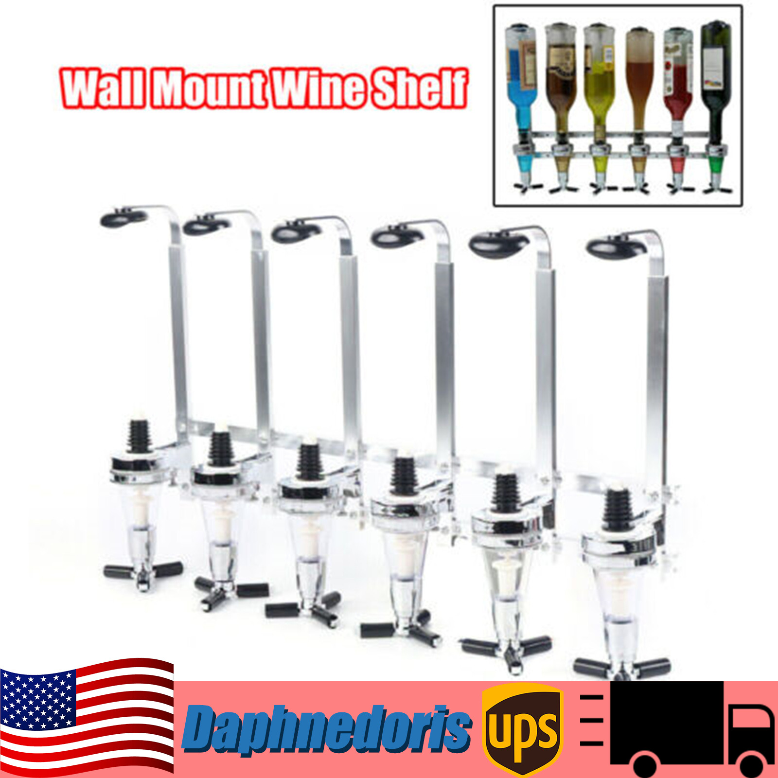 6 Bottle Liquor Dispenser Alcohol Drink Bar Beverage Whiskey Shot Stand Home