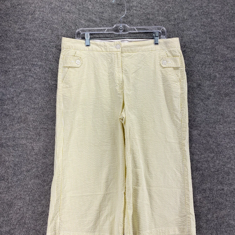 Pantalones cortos Isaac Mizrahi para mujer 14 amarillos a rayas tiro alto frente plano algodón Foto 3 de 4