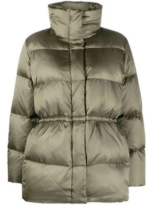 Calvin Klein Women s Puffer Jacket   Olive Green High-Neck Quilted Coat   Size M