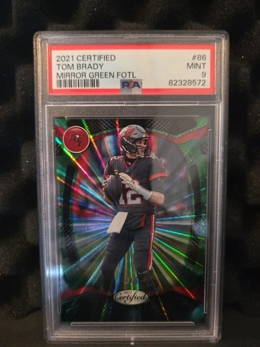 2021 PANINI CERTIFIED 86 TOM BRADY MIRROR GREEN FOTL PSA 9 POP 1 NONE HIGHER /5