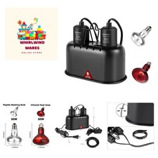 Nano Reptile Heat Lamp Fixture, Dual Reptile Light Fixture with 60W Basking B...