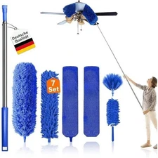 Microfiber Feather Duster 7-in-1 Kit, Dusters for Cleaning, with Blue 