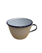 Vintage Swedish Enamelware Cup White & Blue Tea Coffee Cup Sweden Marked 4oz