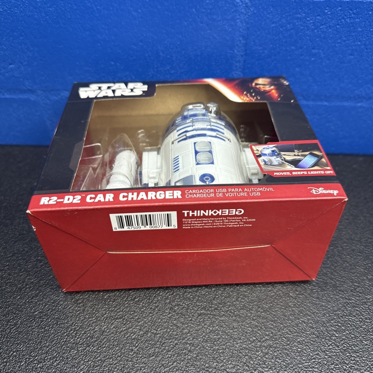 ThinkGeek Star Wars R2-D2 Car Charger - White/Blue for sale online