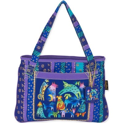 Zeckos Mittelgroße Tragetasche, 38,1 x 27,9 cm, mythische Hunde, blau, L