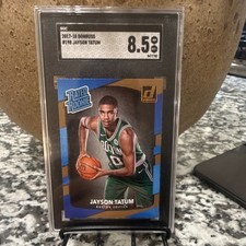 Panini Donruss Rated Rookie Jayson Tatum #198 SGC 8.5 Boston Celtics NBA Card. rookie card picture