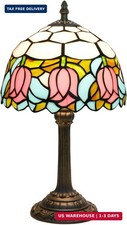Tiffany Lamp Stained Glass lamp 8X8X14 Inches Small Bedside Table Lamps for Livi