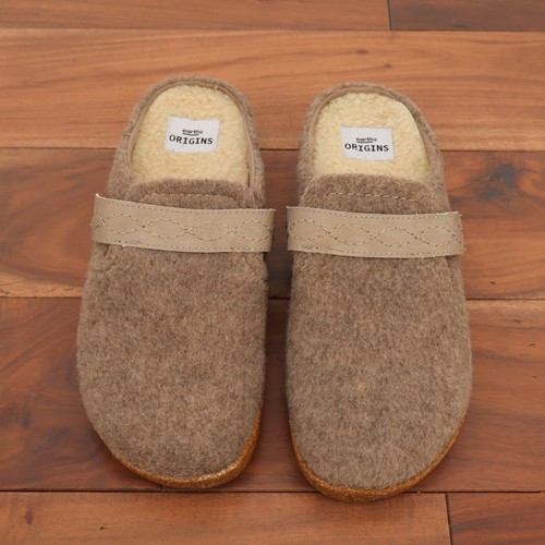 Earth Origins Ali Oatmeal Felted Wool Clogs Faux Fur Lined Mules Womens 8