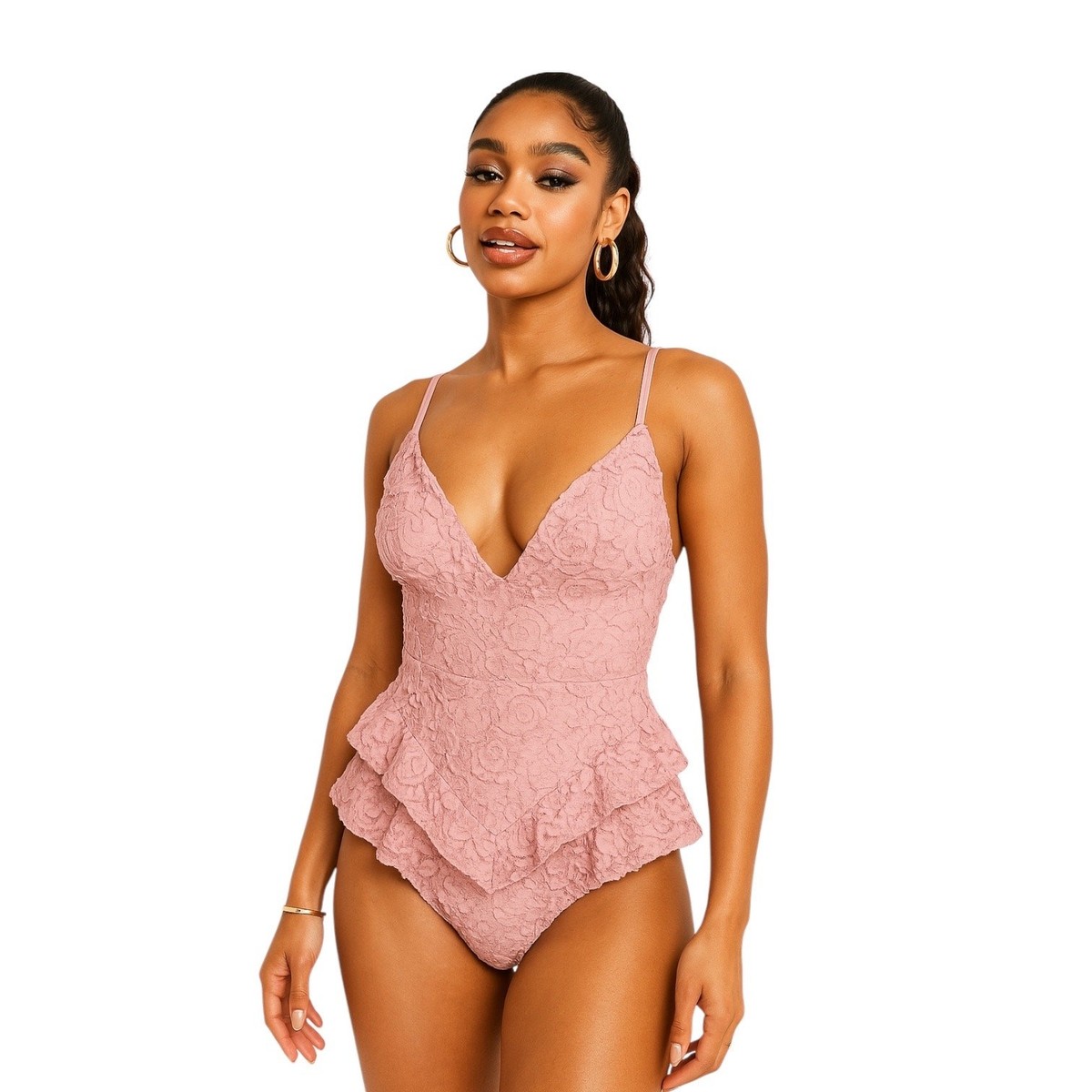 ASOS LUXE Pink 3D Floral Ruffle Peplum Sleeveless Cami Camisole 