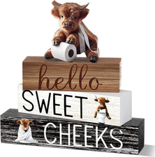 Cinnvoice 4 Pcs Highland Cow Bathroom Decor Farmhouse Bathroom Decoration Wester