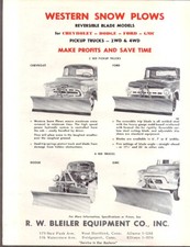Western Snow Plows For Chevrolet Ford Dodge Gmc Pickups Sell Sheet 1958