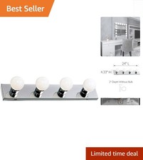 Dimmable Steel Vanity Light, 24" Polished Chrome 4-Lights for Glamorous Spaces