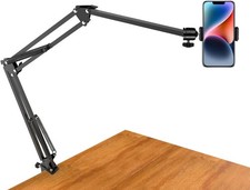 Overhead Tripod Mount with Phone Holder Articulating Arm Clamp for Streaming - U