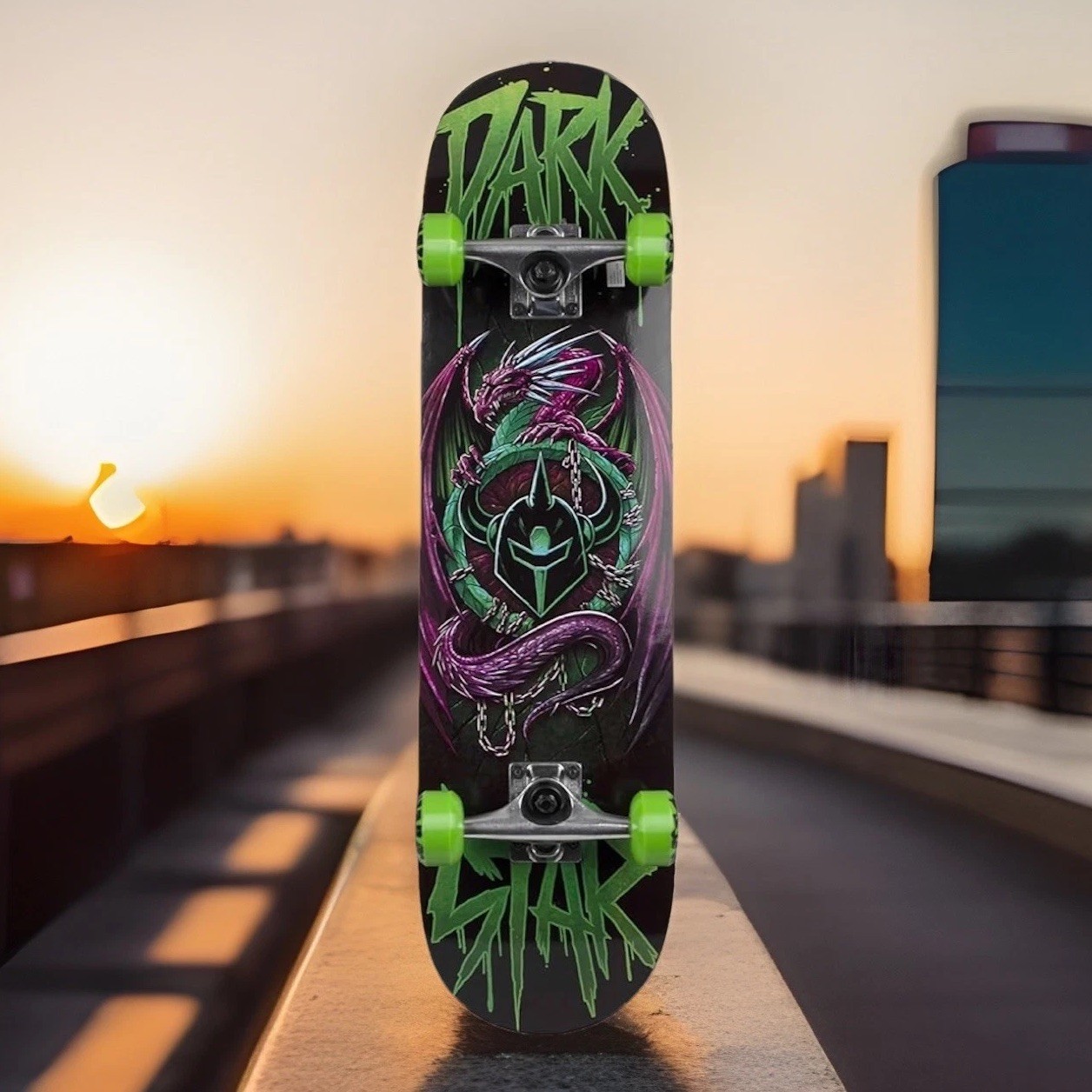 31&rdquo; Full Size Complete  Purple Green Dark Star Pro 🛹