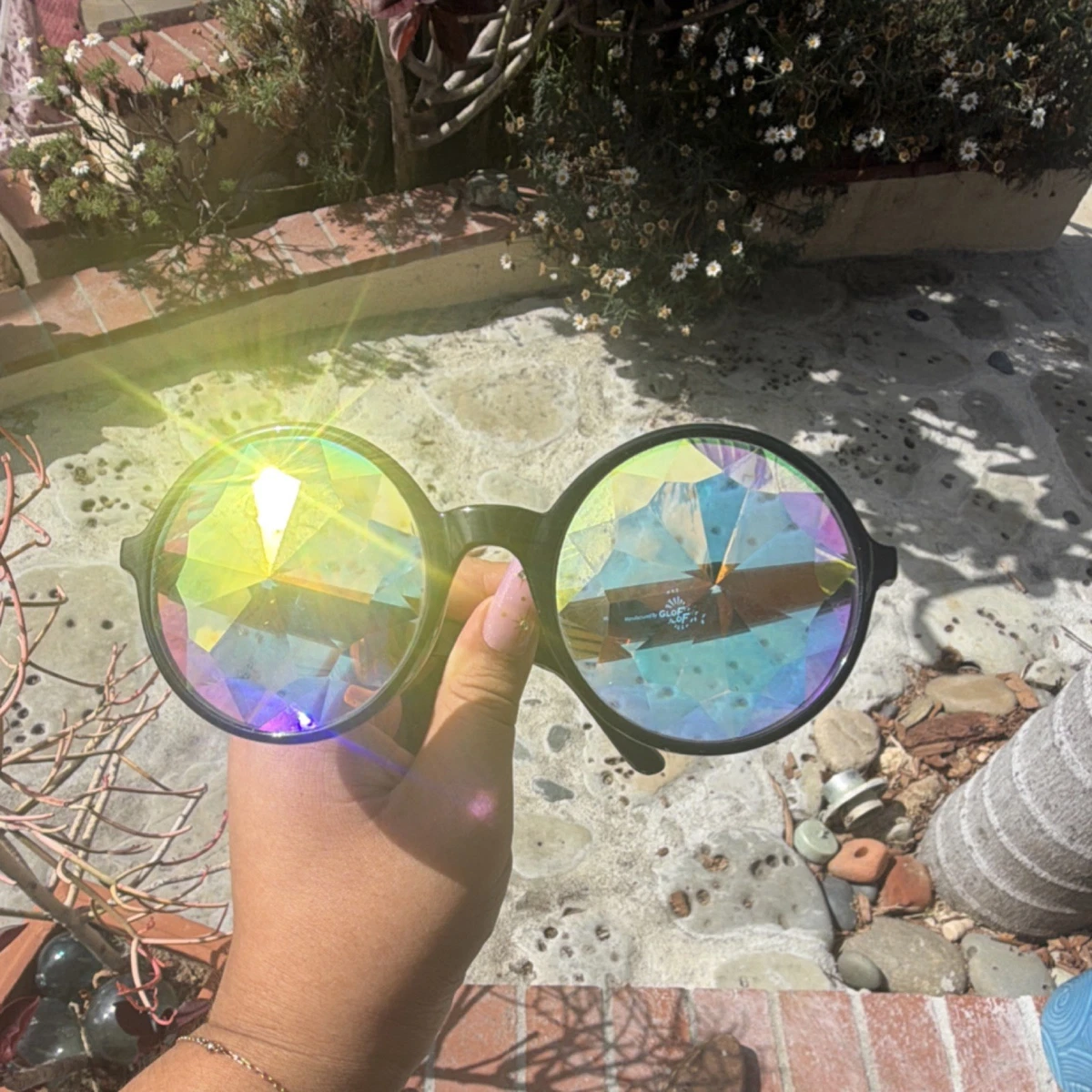 GloFX Kaleidoscope Prismatic Costume Glasses Black Multicolor Adult Unisex