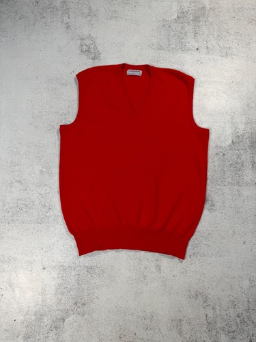 Ballantyne, Ballantyne Super Geelong Wool V-Neck Red Vest Men's Vintage Scotland Gilet